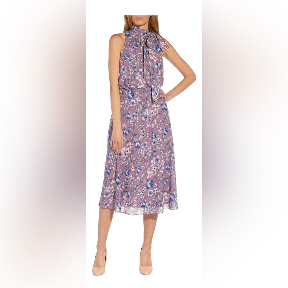 Adrianna Papell AP1D104621 - Halter Floral Casual Dress. Sz 10